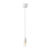 Suspension E27 en Porcelaine blanche avec cable Tissu blanc 1,5m (100446)