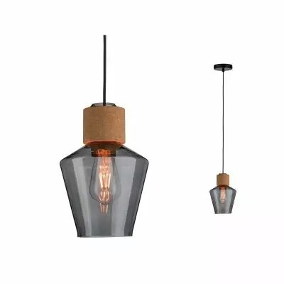 Suspension Edla 1 flamme Verre fum� / Li�ge / Noir (79740 )