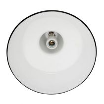 Suspension émaillée Diffusion large blanche E27 diam 30 cm avec cable en tissu noir et blanc 1,5m (100039)