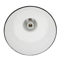 Suspension émaillée Diffusion large grise E27 diam 30 cm avec cable en tissu noir et blanc 1,5m (100040)