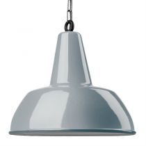 Suspension émaillée Diffusion large grise E27 diam 40 cm avec cable en tissu noir et blanc 1,5m (100046)