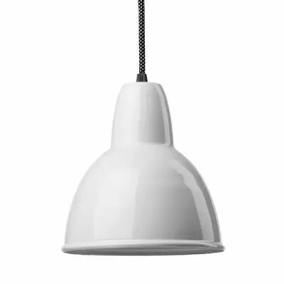 Suspension �maill�e ronde blanche E27 diam 17 cm avec cable en tissu noir et blanc 1,5m (100050)