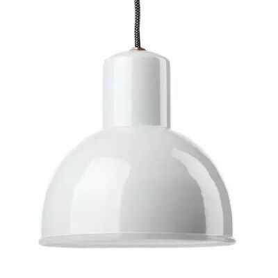 Suspension �maill�e ronde blanche E27 diam 25 cm avec cable en tissu noir et blanc 1,5m (100056)