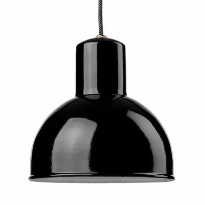 Suspension �maill�e ronde noire E27 diam 25 cm avec cable en tissu noir et blanc 1,5m (100055)