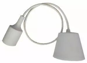 Suspension en silicone blanche avec c�ble en silicone blanc de 1m et douille E27 blanche