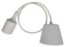 Suspension en silicone blanche avec câble en silicone blanc de 1m et douille E27 blanche