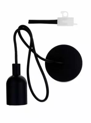 Suspension en silicone noire avec c�ble en silicone noir de 1m et douille E27 noire