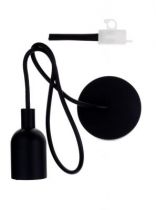 Suspension en silicone noire avec câble en silicone noir de 1m et douille E27 noire