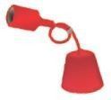 Suspension en silicone rouge avec cble en silicone rouge de 1m et douille E27 rouge