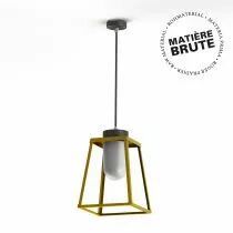 Suspension Lampiok 2 N°2 Laiton brut - Gris noir Diffuseur opale (178004072)