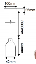 Suspension métal cuivre avec câble textile marron 2m et  douille lisse E27