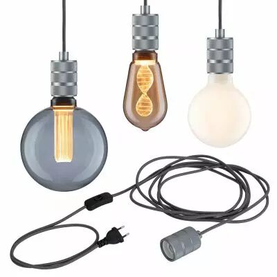 Suspension Neordic Tilla avec prise max20W E27 gris aluminium 230V tissu/m�t (78437)