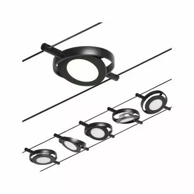 Syst�me c�bles LED RoundMac Kit de base 5x450lm 5x4,5W 3000K 230/12V Noir mat/Chrome (94418)