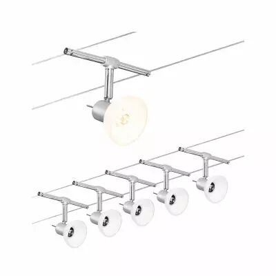 Syst�me c�bles Sheela chrome mat avec 5 spots sans ampoule, max. 10 W GU5,3 (94136)