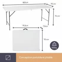 Table Pliante - 180 X 70 X 74 Cm (FP183)