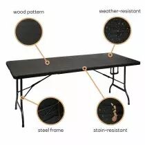 Table Pliante - Imitation Bois - 180 X 75 X 74 Cm (FP180W)