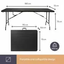 Table Pliante - Imitation Bois - 180 X 75 X 74 Cm (FP180W)