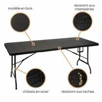 Table Pliante - Imitation Bois - 180 X 75 X 74 Cm (FP180W)