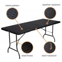 Table pliante - imitation rotin - 180 x 75 x 74 cm (FP180R)