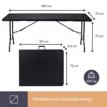 Table pliante - imitation rotin - 180 x 75 x 74 cm (FP180R)