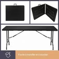 Table pliante - imitation rotin - 180 x 75 x 74 cm (FP180R)