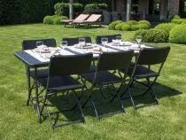 Table pliante - imitation rotin - 180 x 75 x 74 cm (FP180R)