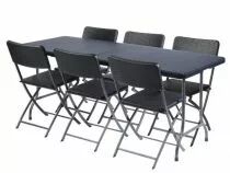 Table pliante - imitation rotin - 180 x 75 x 74 cm (FP180R)