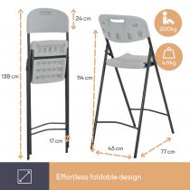 TABOURET DE BAR À DOSSIER - PLIANT (FP140N)