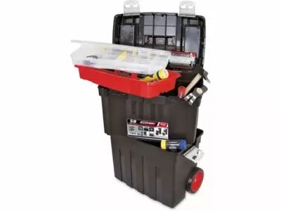 TAYG - COFFRE � OUTILS - ROULETTES - 470 x 290 x 630 mm - AVEC PLATEAU ET BAC
