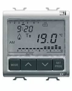 Thermostat programmable jurnalier/hebdomadaire - 230v ac 50/60hz - 2 modules - titane - chorus