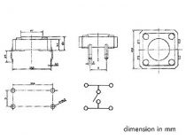 Touche contact 12 x 12mm hauteur : 4.3mm (KRS1243)