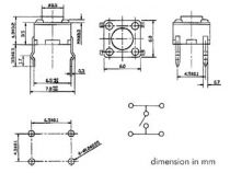 Touche contact 6 x 6mm hauteur : 4.3mm (KRS0611)