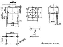 Touche contact 6 x 6mm hauteur : 5mm (KRS0612)