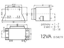 Transformateur a cosses 12va 2 x 12v / 2 x 0.500a (2120120MST)