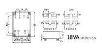 Transformateur bas profil 18va 2 x 6v / 2 x 1.500a (2060180MLP)