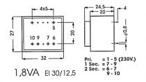 Transformateur moule 1.8va 2 x 24v / 2 x 0.038atransformateur moule 1.8va 2 x 24v / 2 x 0.038a (2240018M)