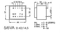 Transformateur moule 5va 1 x 7.5v / 1 x 0.667a (1070050M)