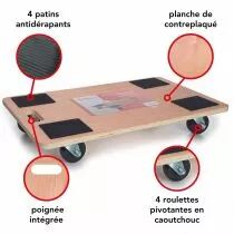 TRANSPORTEUR DE MEUBLES - 650 x 400 mm - CHARGE MAX. 400 kg