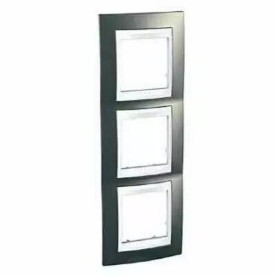 Unica champagne liser� blanc plaque de finition 3 postes vertical 71mm 6 mod.