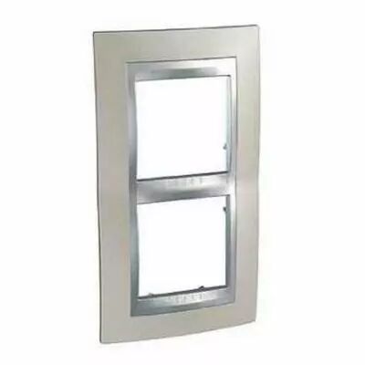 Unica top nickel mat liser� liser� alu plaq.finition 2postes 2x2mod.vert.57mm