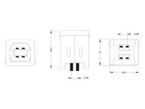 Usb b femelle, simple connecteur 180°, pour ci (CC089B)