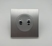 Va-et-vient 10AX et poussoir 6A-250V~ à levier chrome et enjoliveur aluminium - Collection DOM de Fontini (85379511)