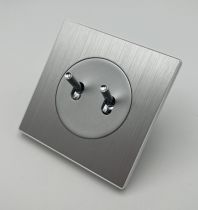 Va-et-vient 10AX et poussoir 6A-250V~ à levier chrome et enjoliveur aluminium - Collection DOM de Fontini (85379511)