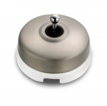 Va-et-vient dôme nickel satiné et manette chromé porcelaine blanche de la collection Dimbler de Fontini (60308512)