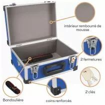 Valise aluminium 330 x 230 x 150mm - bleu (1821-BL)