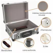 Valise aluminium 330 x 230 x 150mm - gris (1821-G)