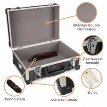 Valise aluminium 330 x 230 x 150mm - noir (1821-N)