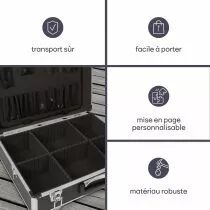 Valise aluminium 455 x 330 x 152mm noir (1819-1)