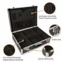 Valise aluminium 455 x 330 x 152mm noir (1819-1)