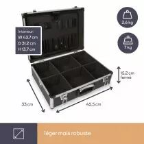 Valise aluminium 455 x 330 x 152mm noir (1819-1)